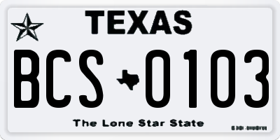 TX license plate BCS0103