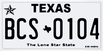 TX license plate BCS0104