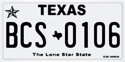 TX license plate BCS0106