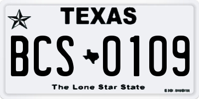 TX license plate BCS0109