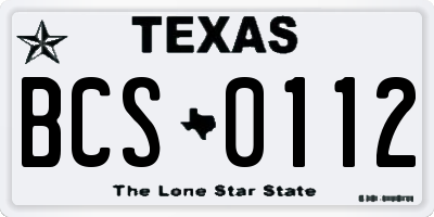 TX license plate BCS0112