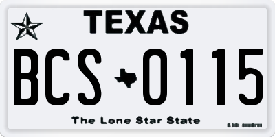 TX license plate BCS0115