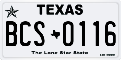 TX license plate BCS0116