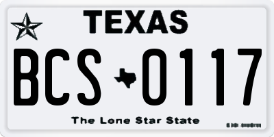 TX license plate BCS0117