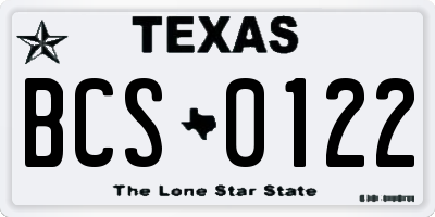 TX license plate BCS0122
