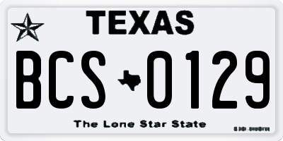 TX license plate BCS0129