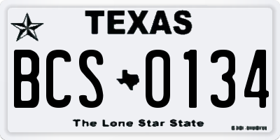 TX license plate BCS0134