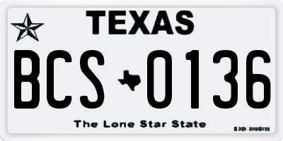 TX license plate BCS0136