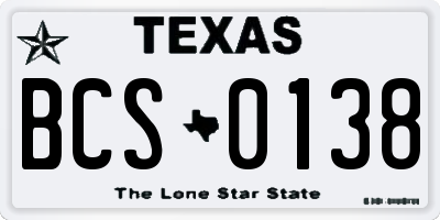 TX license plate BCS0138