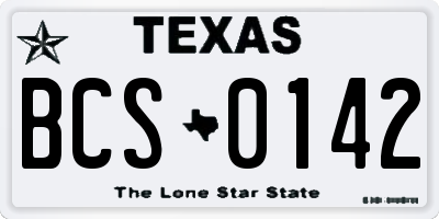 TX license plate BCS0142