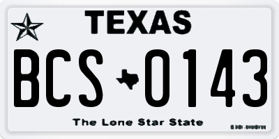 TX license plate BCS0143