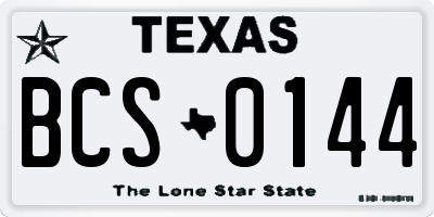 TX license plate BCS0144