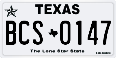 TX license plate BCS0147