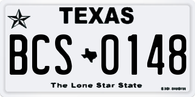 TX license plate BCS0148