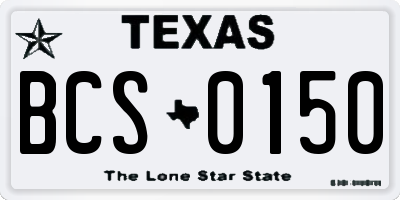 TX license plate BCS0150