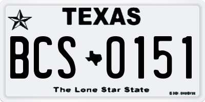 TX license plate BCS0151