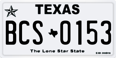 TX license plate BCS0153