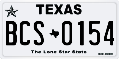 TX license plate BCS0154
