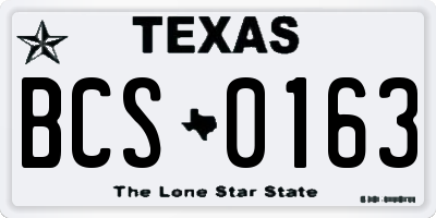 TX license plate BCS0163