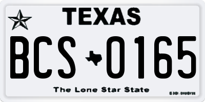 TX license plate BCS0165