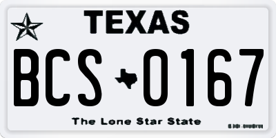 TX license plate BCS0167