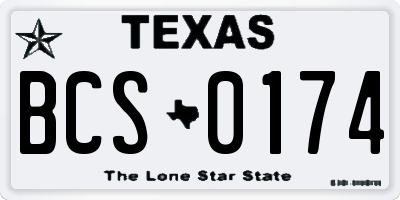 TX license plate BCS0174