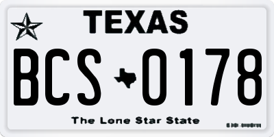 TX license plate BCS0178