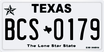 TX license plate BCS0179