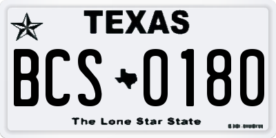 TX license plate BCS0180