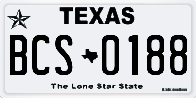 TX license plate BCS0188