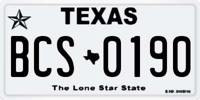 TX license plate BCS0190