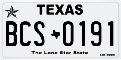 TX license plate BCS0191