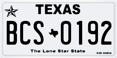 TX license plate BCS0192