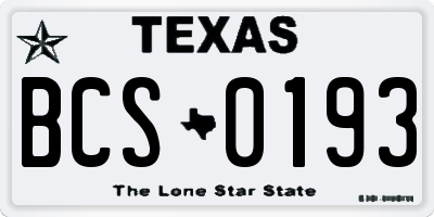 TX license plate BCS0193