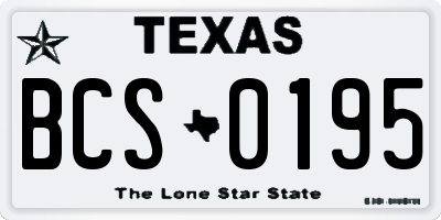 TX license plate BCS0195