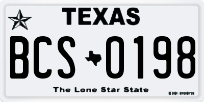 TX license plate BCS0198