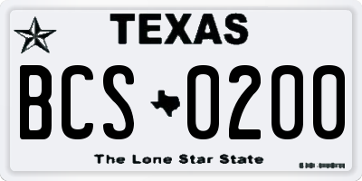 TX license plate BCS0200