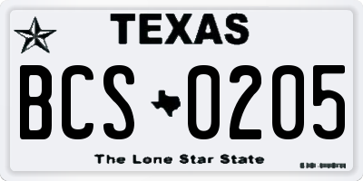 TX license plate BCS0205