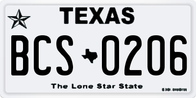 TX license plate BCS0206