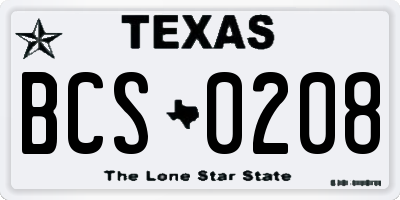 TX license plate BCS0208