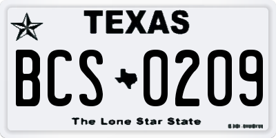 TX license plate BCS0209