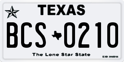 TX license plate BCS0210