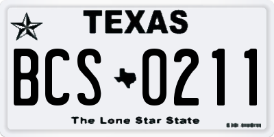 TX license plate BCS0211