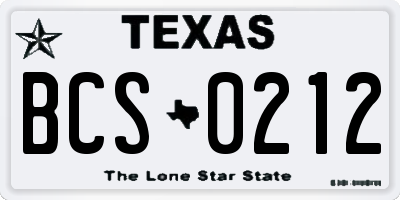 TX license plate BCS0212