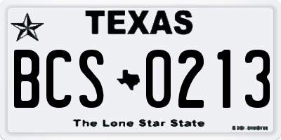 TX license plate BCS0213