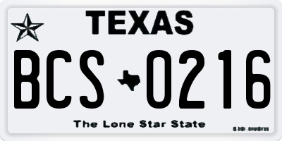 TX license plate BCS0216