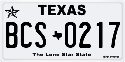 TX license plate BCS0217