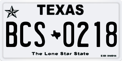TX license plate BCS0218