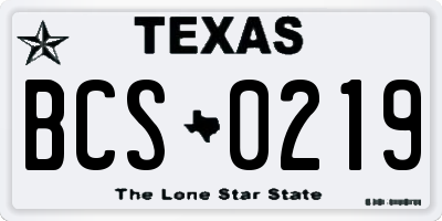 TX license plate BCS0219