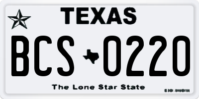 TX license plate BCS0220